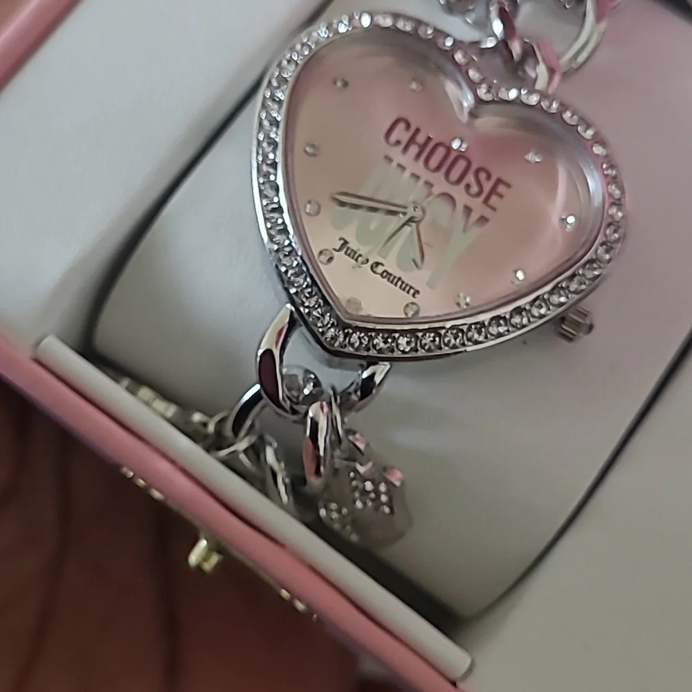 Juicy Couture Pink Heart Charm Bracelet/Watch